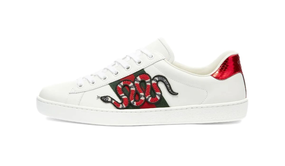 Gucci Ace Snake White Green Se forhandlere