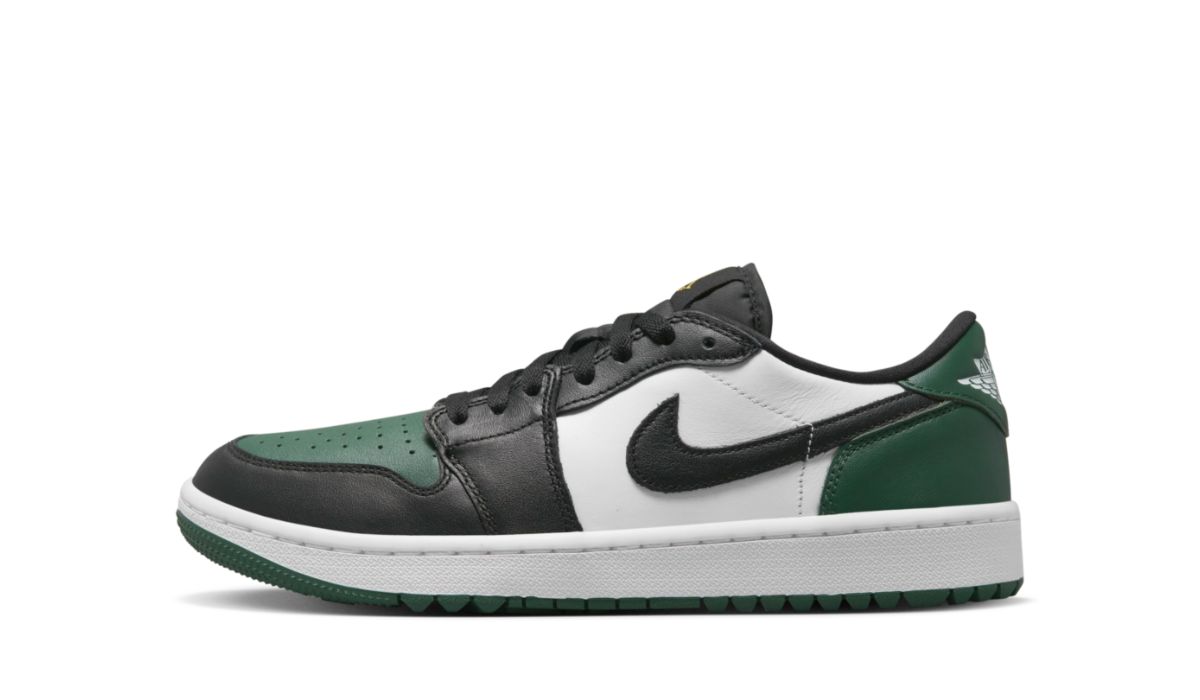 Green white jordan golf sneakers