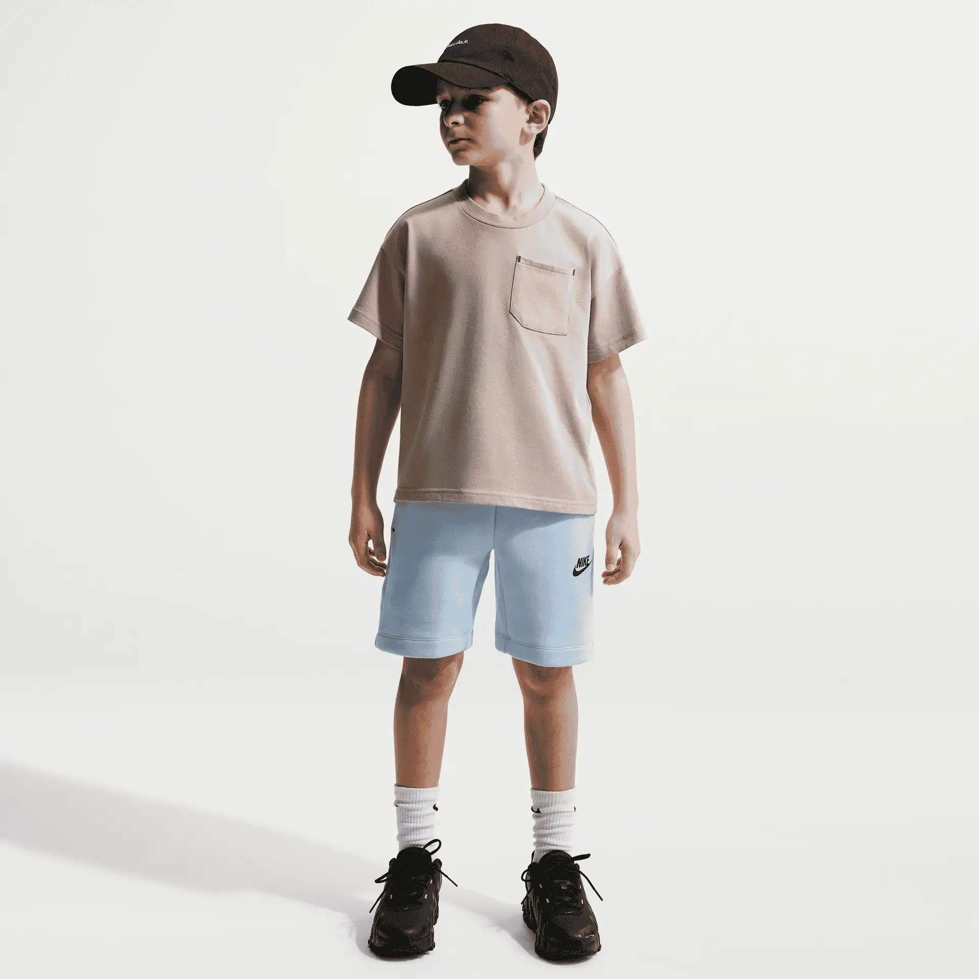 Nike Tech Fleece-shorts til større børn (drenge) – blå